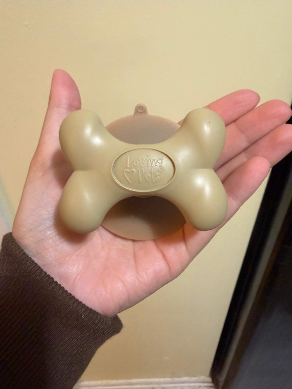 Tan suction cup slow feeder dog bowl accessory